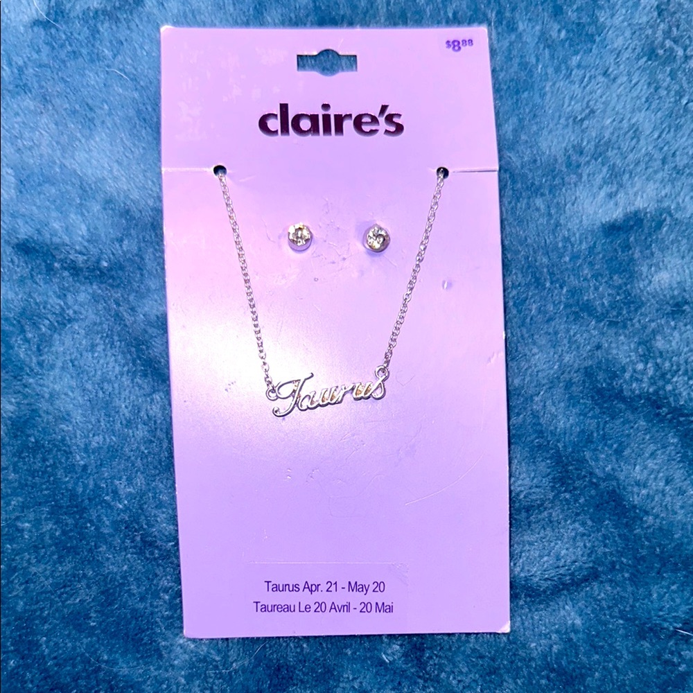 Claire's Silver Taurus Necklace and Earring Set